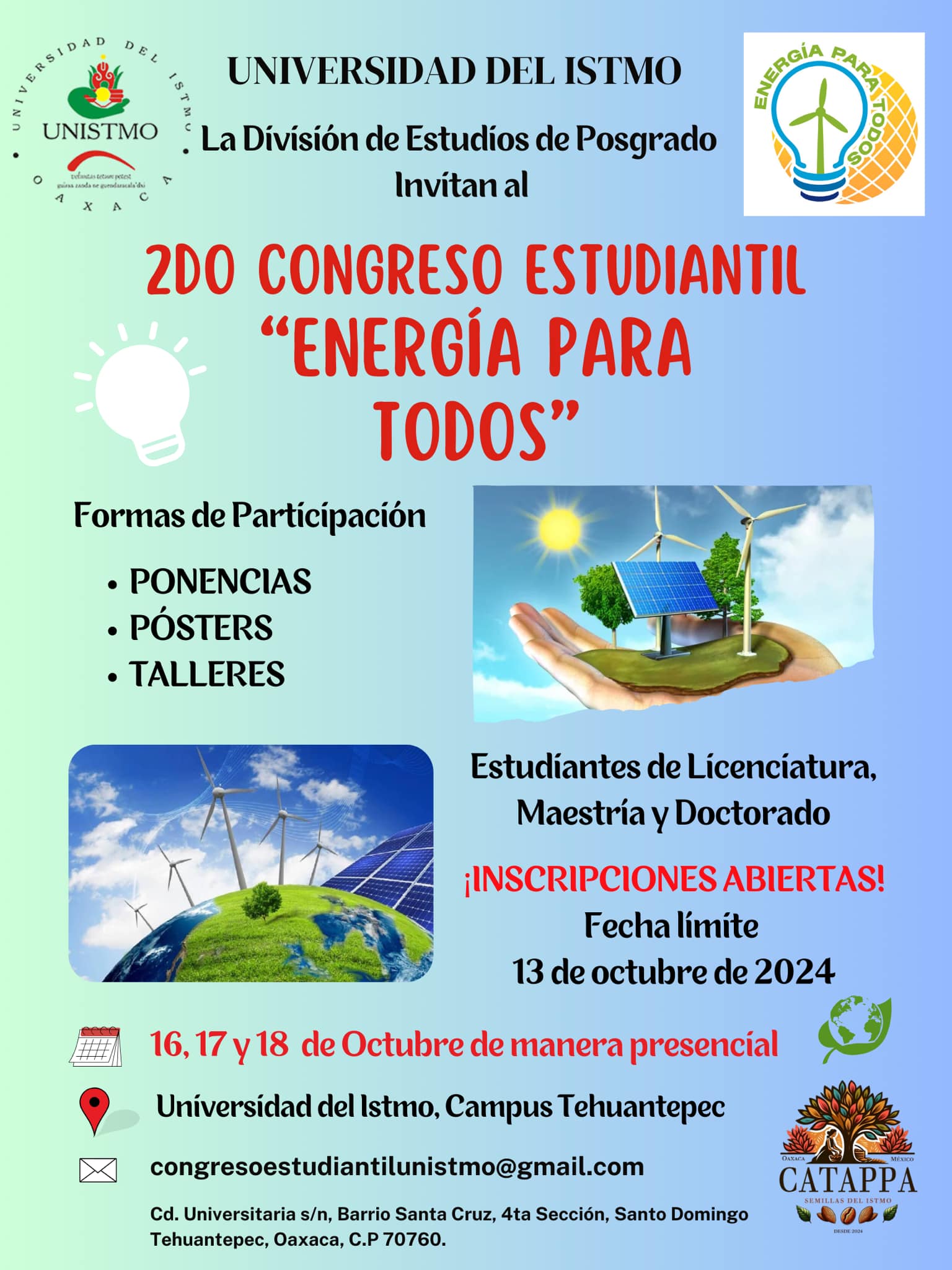 Invitación al 2do Congreso Estudiantil ‘Energía para todos’