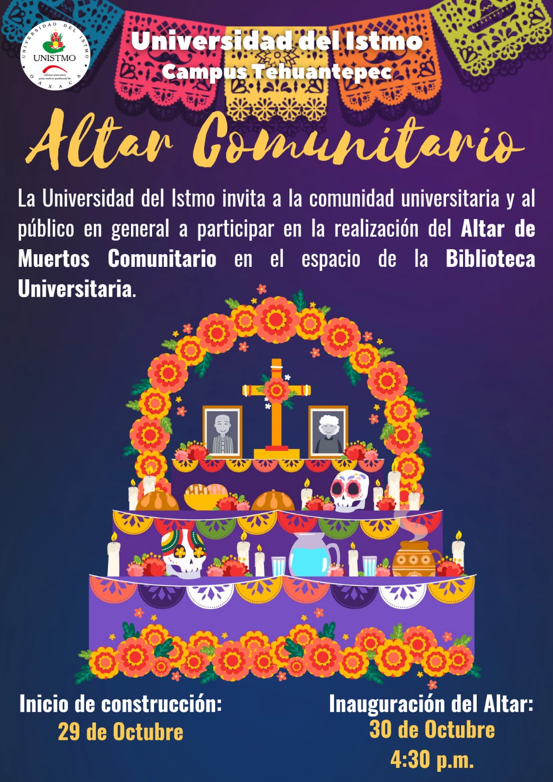 Invitación al Día de Muertos en el Campus Tehuantepec